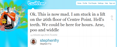 Stephen Fry Twitter Stuck in Lift Stephen Fry Twitter Stuck in Lift